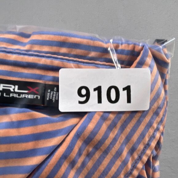 Ralph Lauren RLX Polo Shirt Mens XL Blue Orange Striped Performance Short Sleeve - Picture 10 of 10